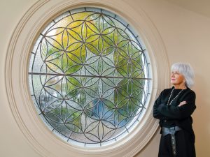 A window inspired by the Flower of Life. Photo: Bruce Murray, VisionFire Studios