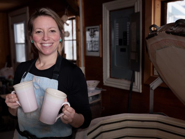 P.E.I. potter Suzanne Scott with the popular pink mug that everyone wants to get their hands on. Photo: Dave Brosha